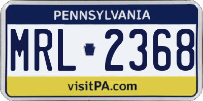 PA license plate MRL2368
