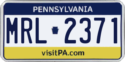 PA license plate MRL2371
