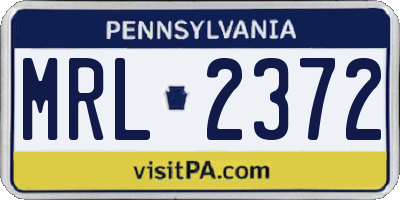 PA license plate MRL2372