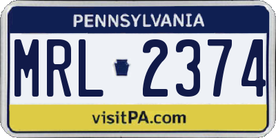 PA license plate MRL2374