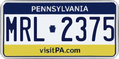 PA license plate MRL2375