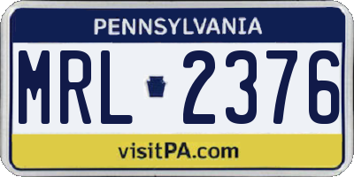 PA license plate MRL2376