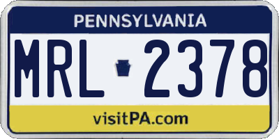 PA license plate MRL2378