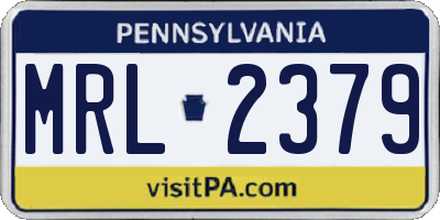 PA license plate MRL2379