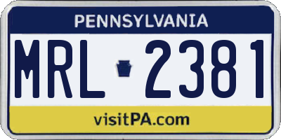PA license plate MRL2381