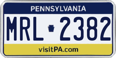 PA license plate MRL2382
