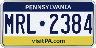 PA license plate MRL2384