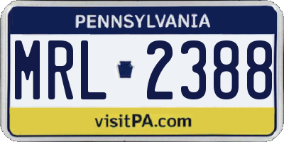 PA license plate MRL2388