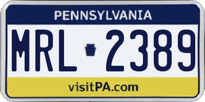 PA license plate MRL2389