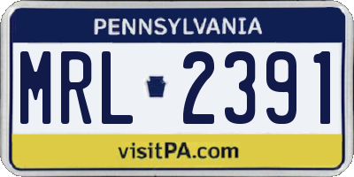 PA license plate MRL2391