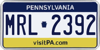 PA license plate MRL2392