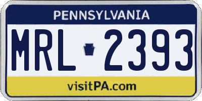 PA license plate MRL2393