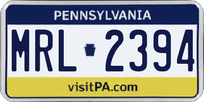 PA license plate MRL2394