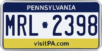 PA license plate MRL2398