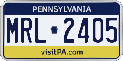 PA license plate MRL2405