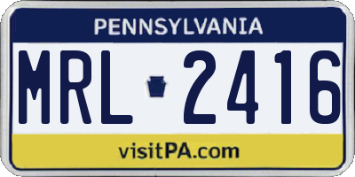 PA license plate MRL2416