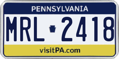 PA license plate MRL2418