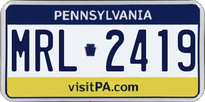 PA license plate MRL2419