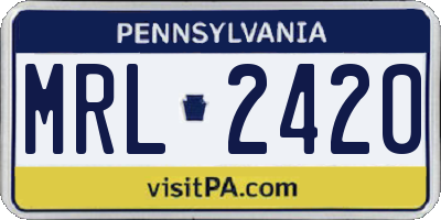 PA license plate MRL2420