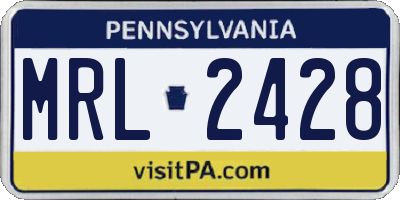 PA license plate MRL2428