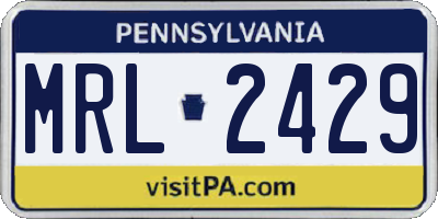PA license plate MRL2429
