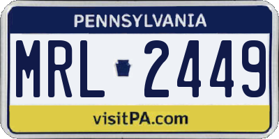 PA license plate MRL2449