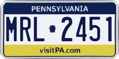 PA license plate MRL2451