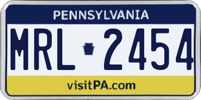 PA license plate MRL2454
