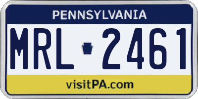 PA license plate MRL2461