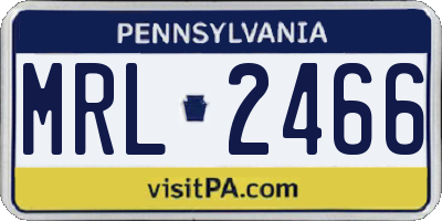 PA license plate MRL2466