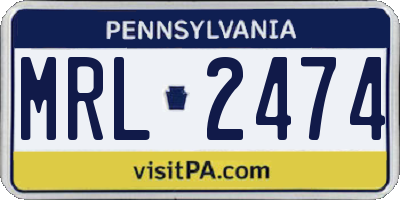 PA license plate MRL2474