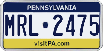 PA license plate MRL2475