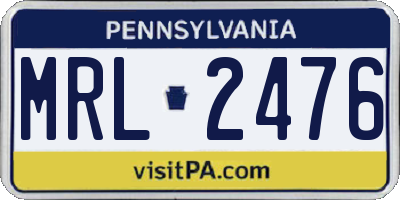 PA license plate MRL2476