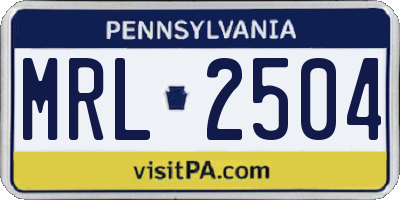 PA license plate MRL2504