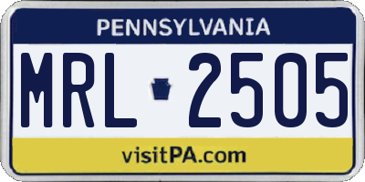 PA license plate MRL2505