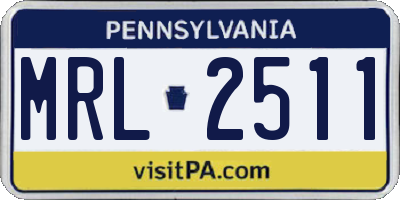 PA license plate MRL2511