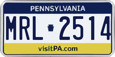 PA license plate MRL2514