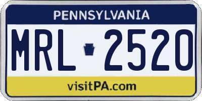 PA license plate MRL2520