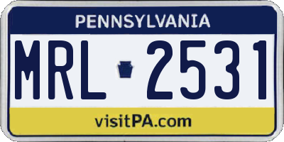 PA license plate MRL2531