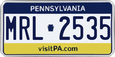 PA license plate MRL2535