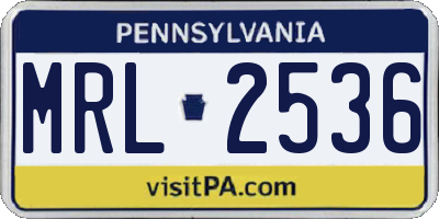 PA license plate MRL2536
