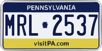PA license plate MRL2537