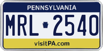 PA license plate MRL2540