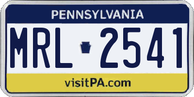 PA license plate MRL2541