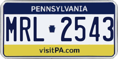 PA license plate MRL2543