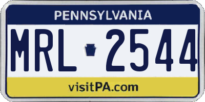 PA license plate MRL2544