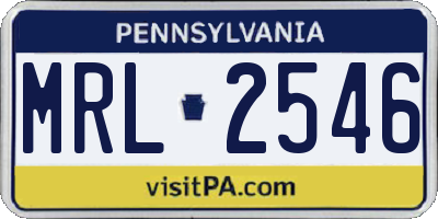 PA license plate MRL2546