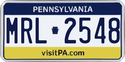 PA license plate MRL2548