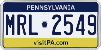 PA license plate MRL2549