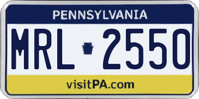 PA license plate MRL2550